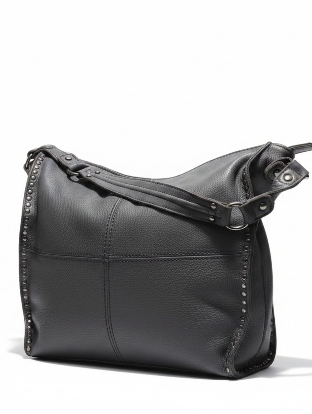 The Sak Silverlake Gray  Studded Hobo Leather Bag